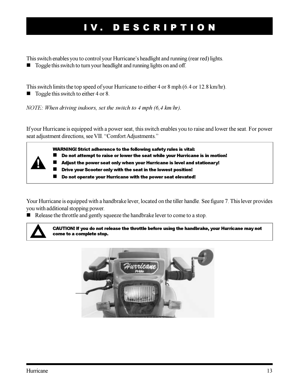 Pride Mobility Hurricane User Manual | Page 13 / 32