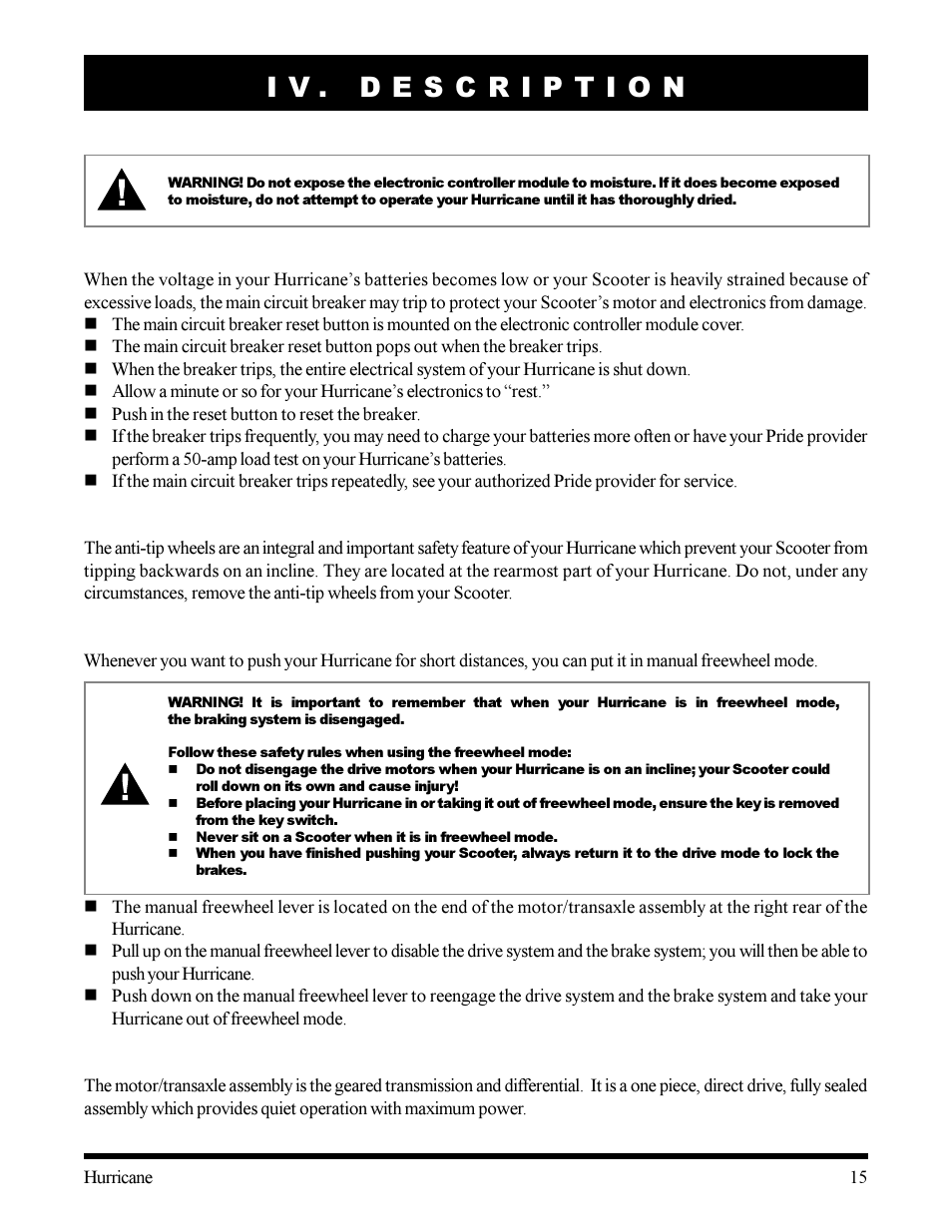 Pride Mobility Hurricane User Manual | Page 15 / 32