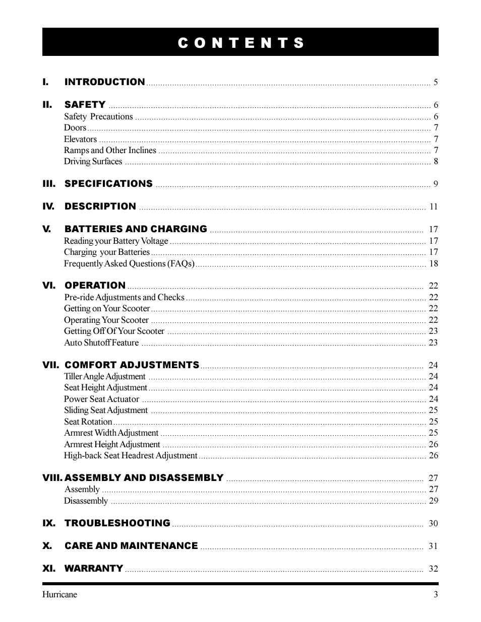 Pride Mobility Hurricane User Manual | Page 3 / 32