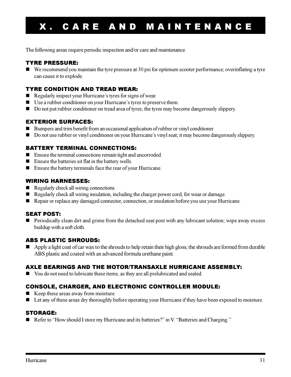 Pride Mobility Hurricane User Manual | Page 31 / 32
