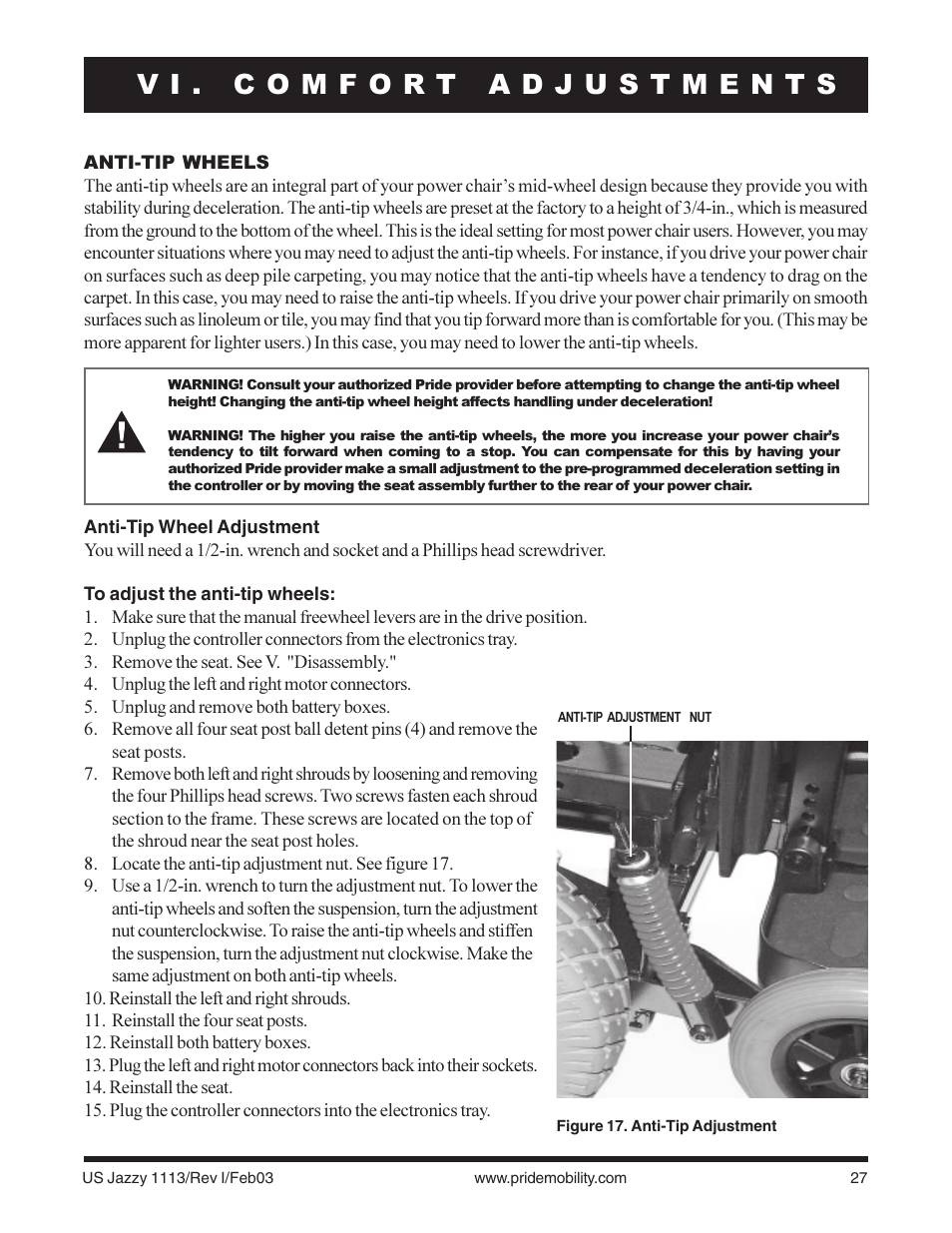 Pride Mobility Jazzy 1113 User Manual | Page 27 / 60