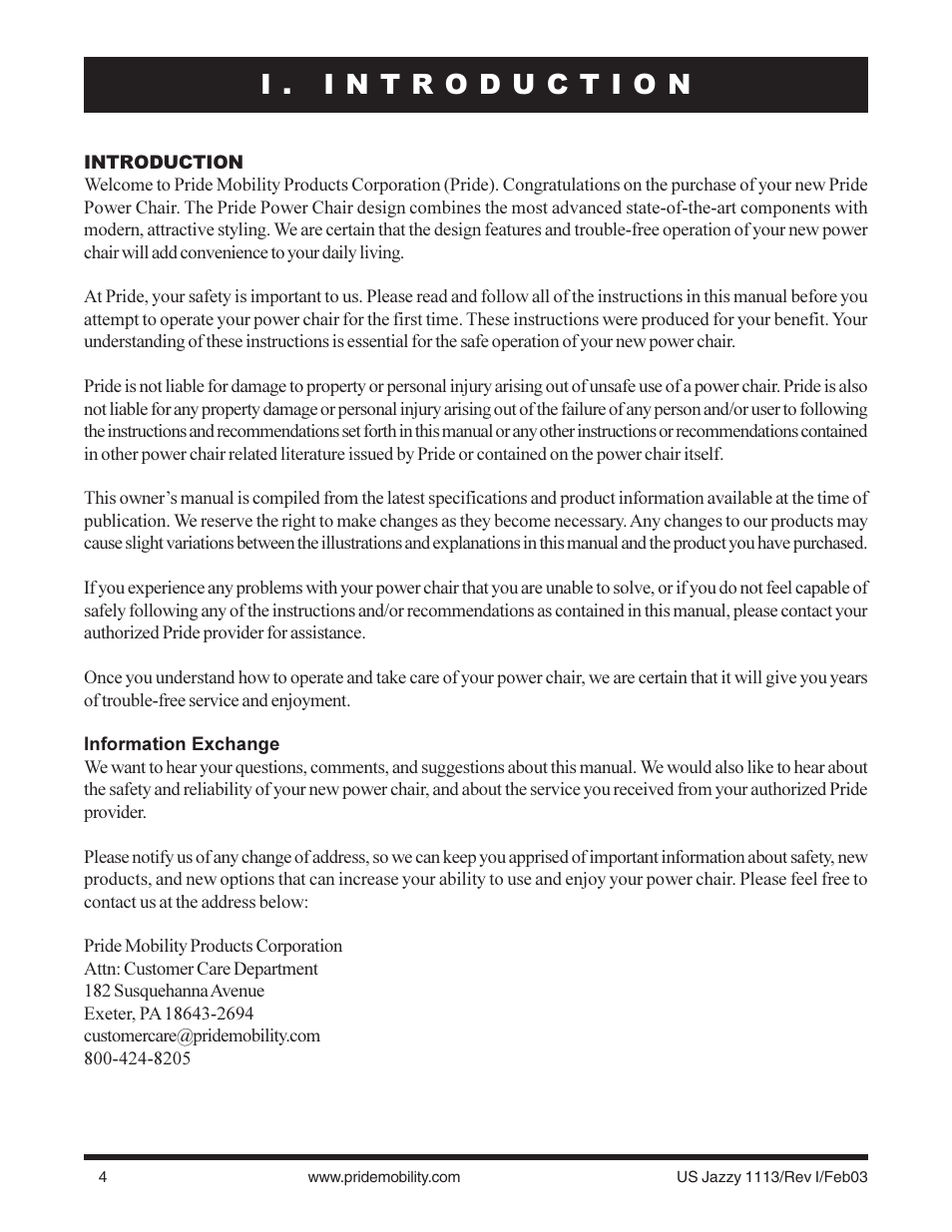 Pride Mobility Jazzy 1113 User Manual | Page 4 / 60