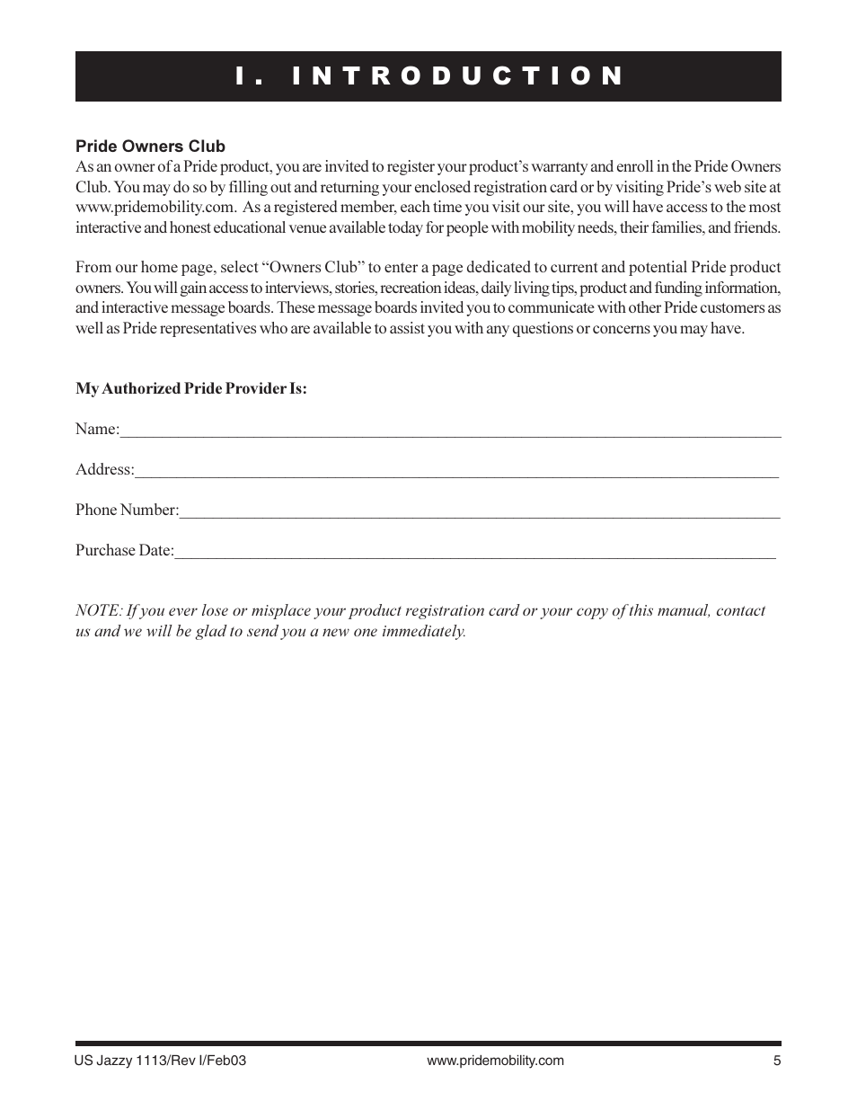 Pride Mobility Jazzy 1113 User Manual | Page 5 / 60