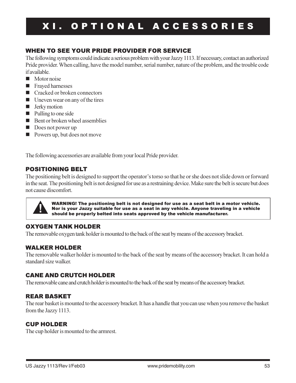 Pride Mobility Jazzy 1113 User Manual | Page 53 / 60
