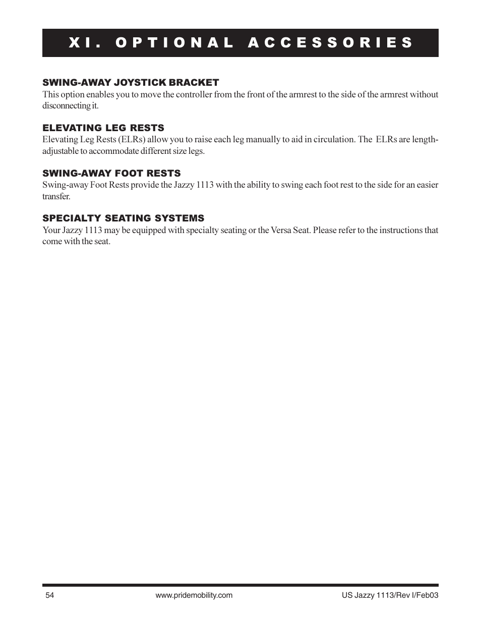 Pride Mobility Jazzy 1113 User Manual | Page 54 / 60