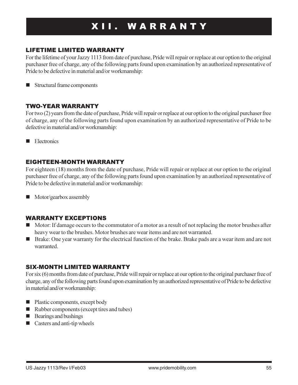 Pride Mobility Jazzy 1113 User Manual | Page 55 / 60