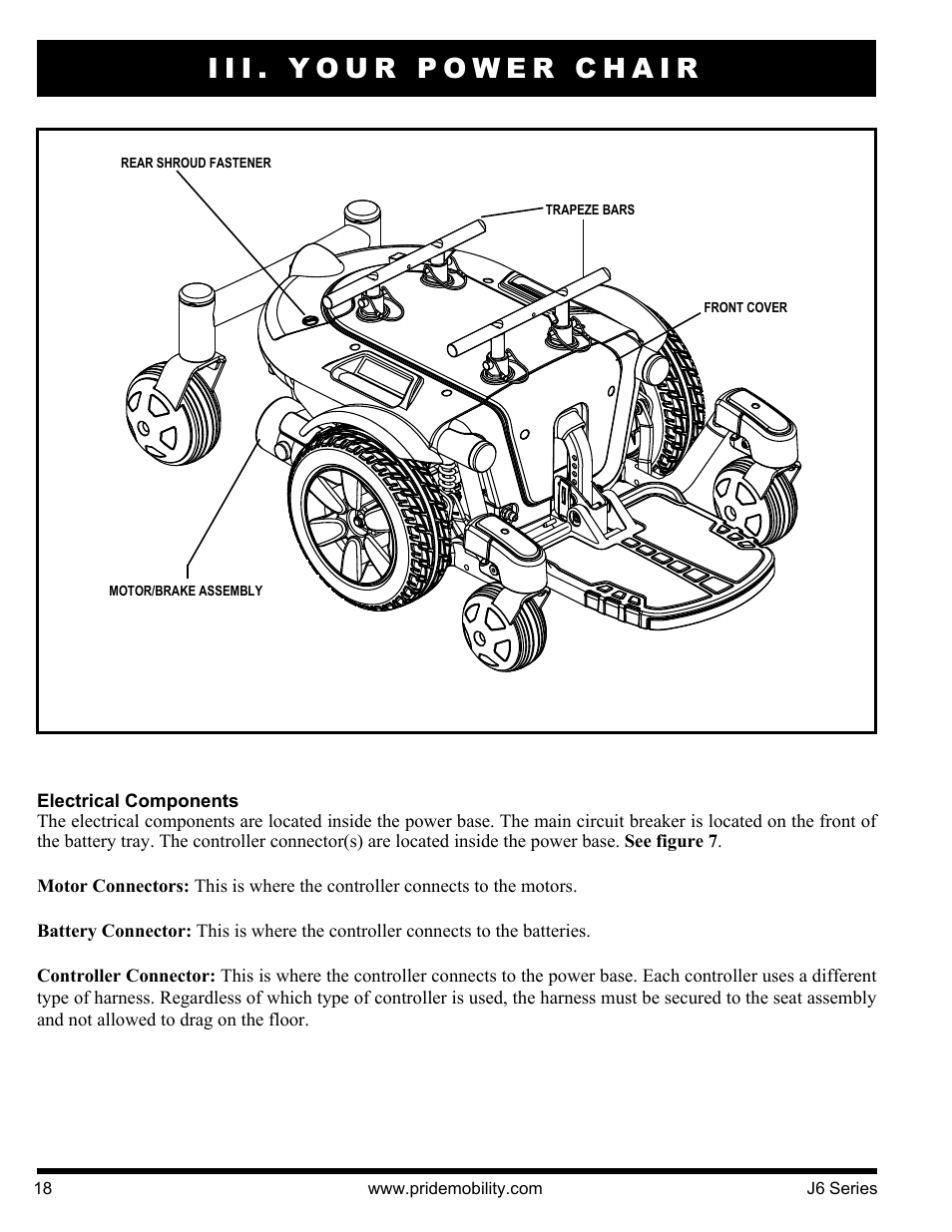 Iii. your power chair | Pride Mobility J6 2S User Manual | Page 18 / 44