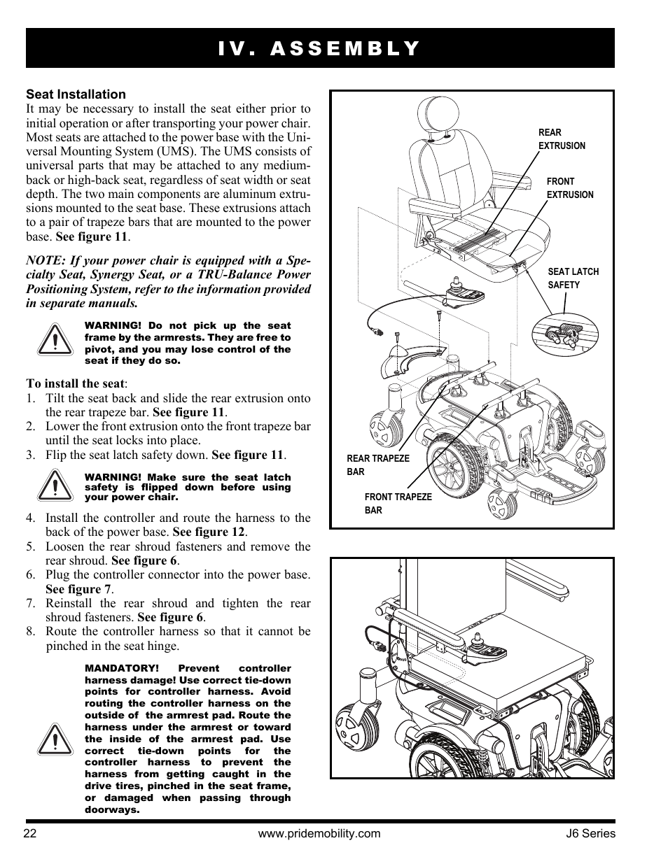 Iv. assembly | Pride Mobility J6 2S User Manual | Page 22 / 44