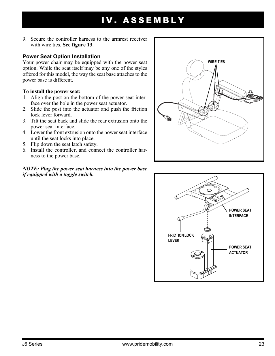 Iv. assembly | Pride Mobility J6 2S User Manual | Page 23 / 44
