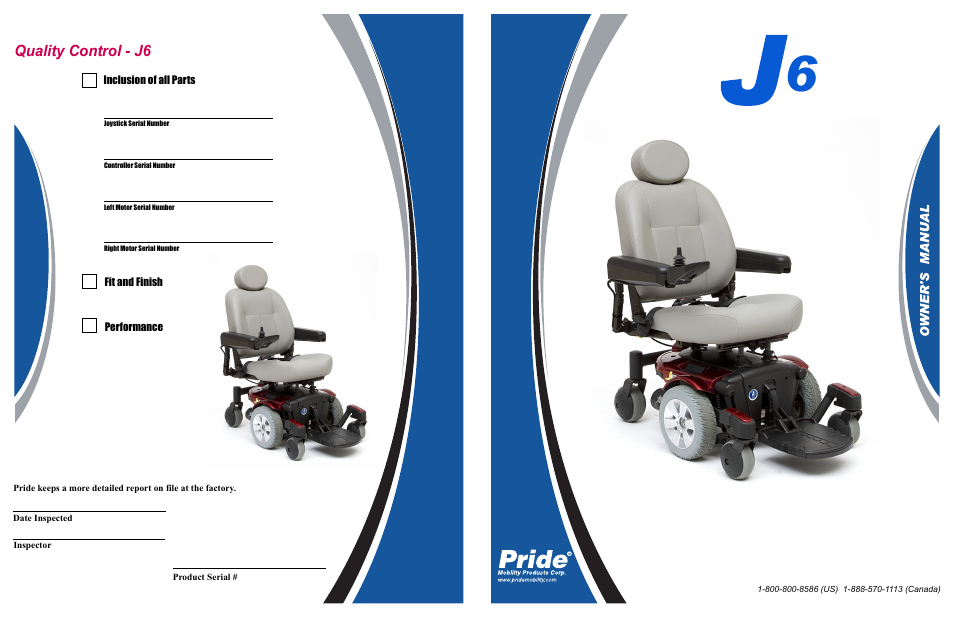 Quality control - j6, Infmanu3964 | Pride Mobility J6 2S User Manual | Page 44 / 44