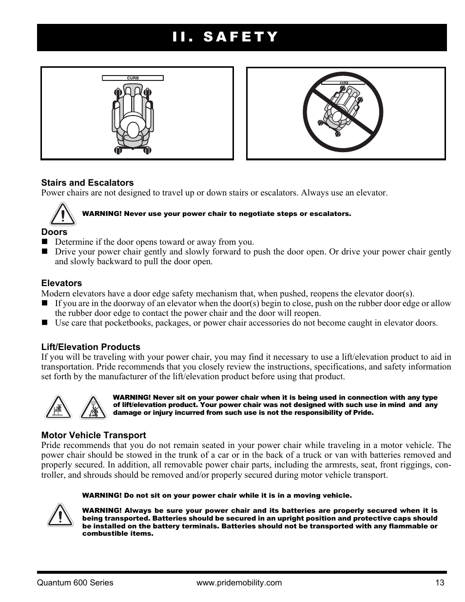 Ii. safety | Pride Mobility QUANTUM 600 SP User Manual | Page 13 / 43