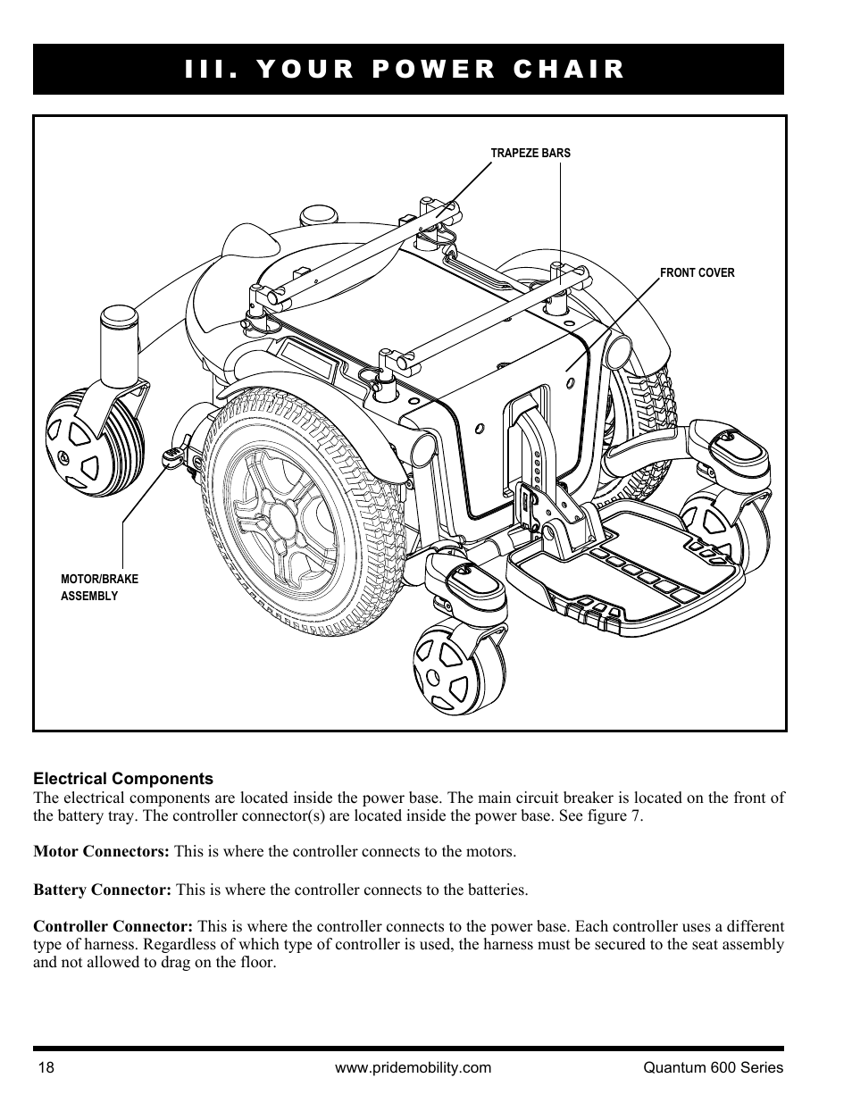 Iii. your power chair | Pride Mobility QUANTUM 600 SP User Manual | Page 18 / 43
