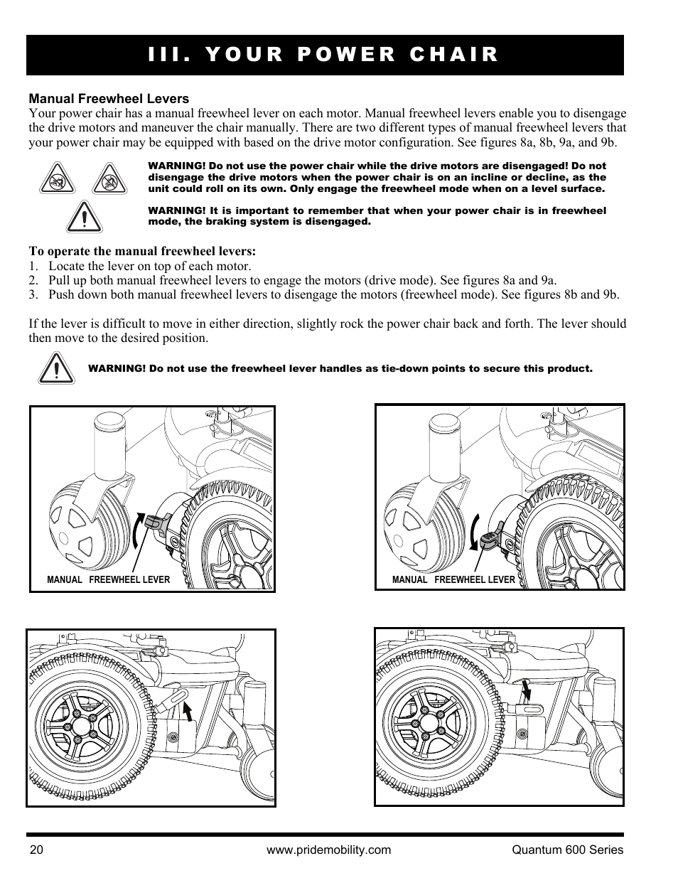 Iii. your power chair | Pride Mobility QUANTUM 600 SP User Manual | Page 20 / 43