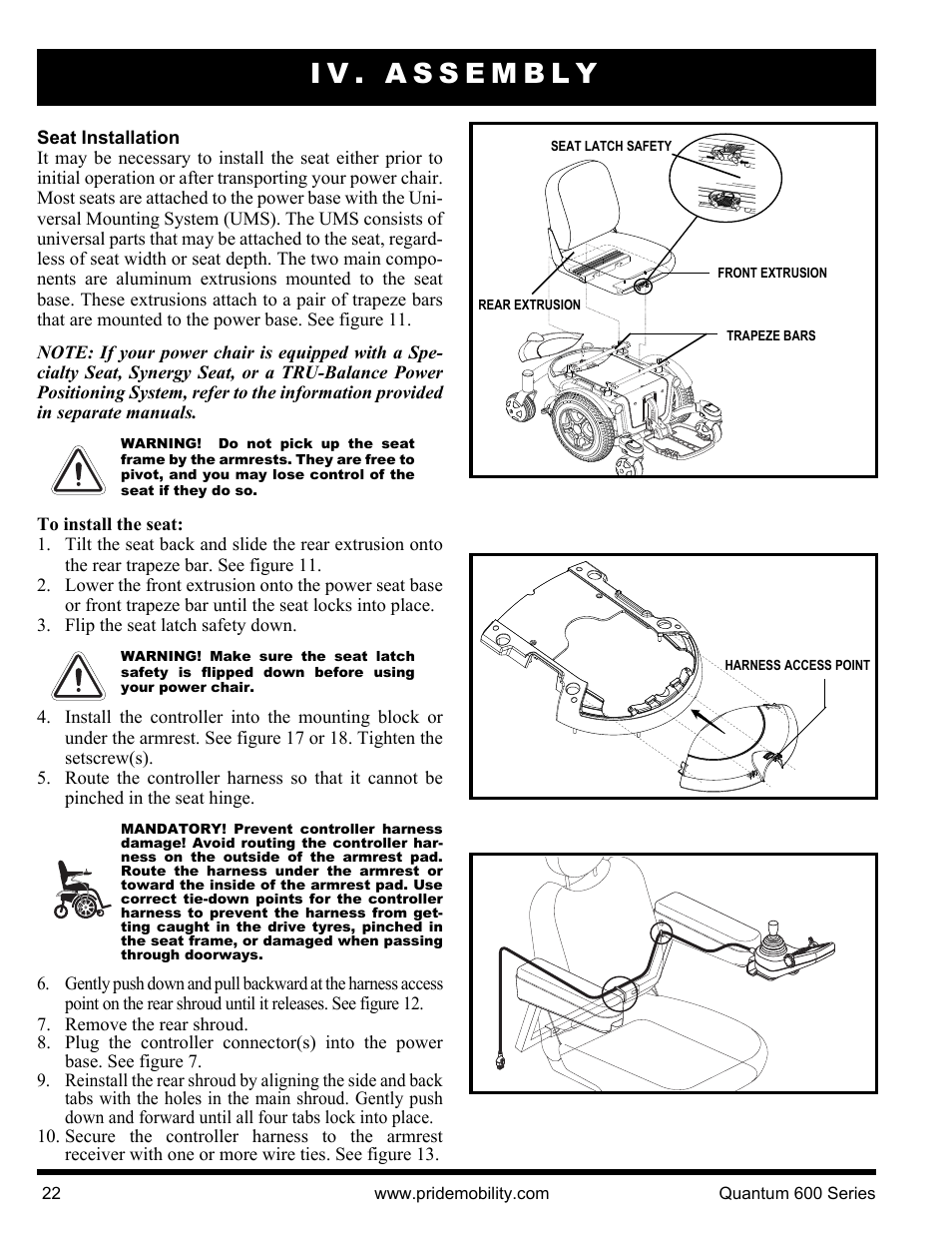 Iv. assembly | Pride Mobility QUANTUM 600 SP User Manual | Page 22 / 43