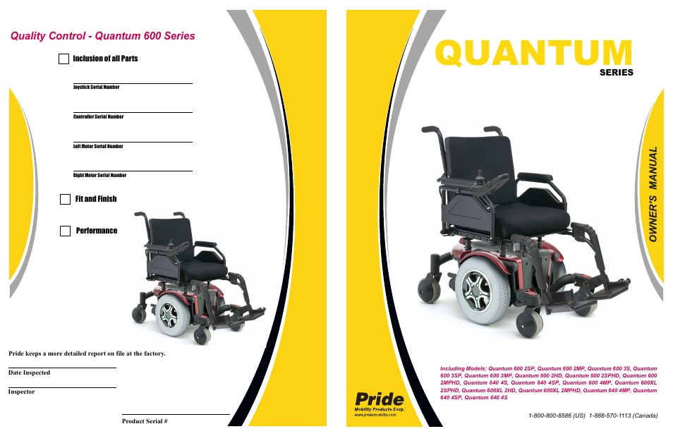 Quantum, Quality control - quantum 600 series, Infmanu2883 | Pride Mobility QUANTUM 600 SP User Manual | Page 43 / 43