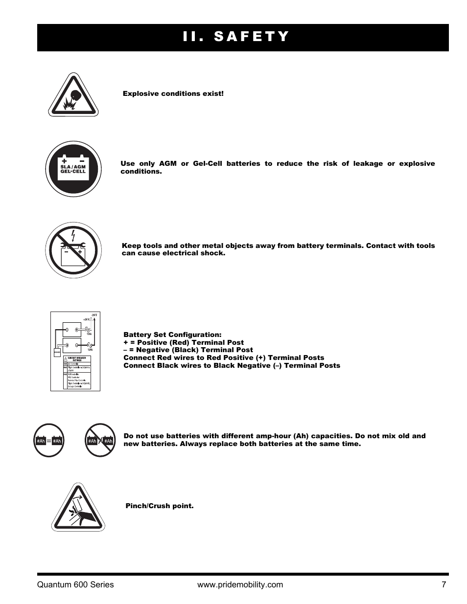 Ii. safety | Pride Mobility QUANTUM 600 SP User Manual | Page 7 / 43