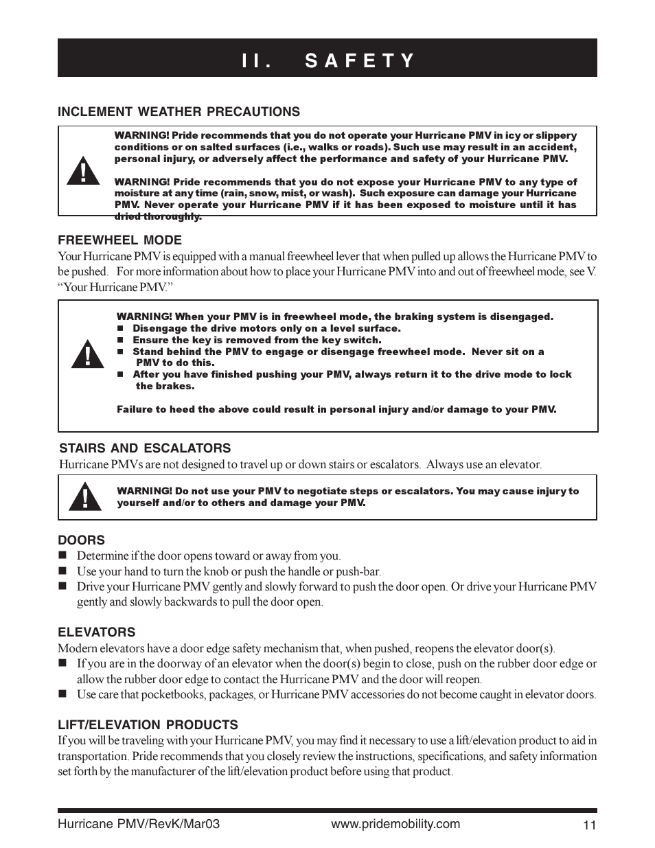 Pride Mobility PMV5000 User Manual | Page 11 / 43