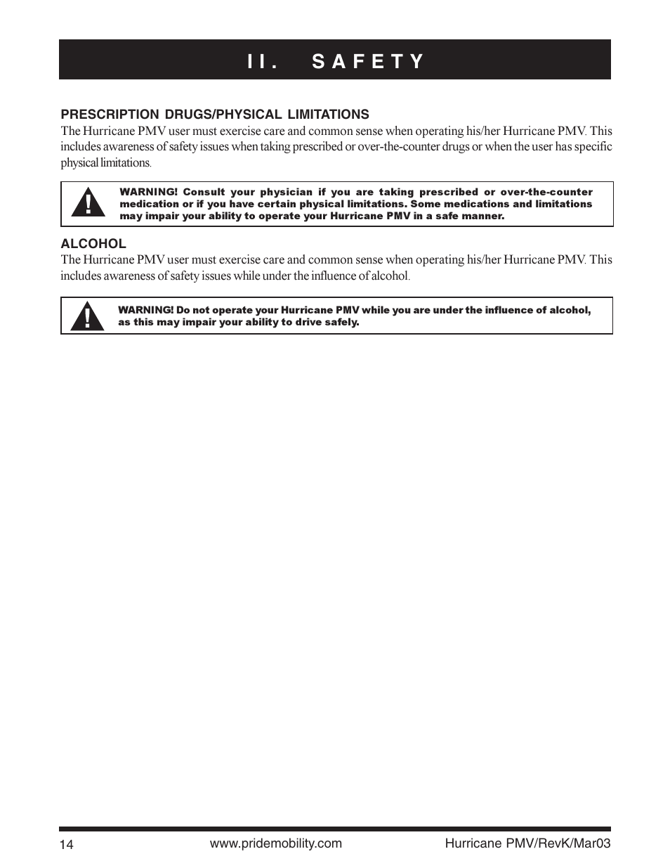 Pride Mobility PMV5000 User Manual | Page 14 / 43