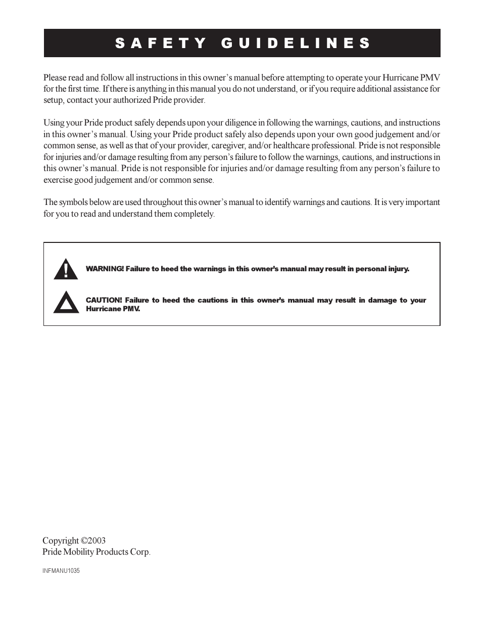 Pride Mobility PMV5000 User Manual | Page 2 / 43