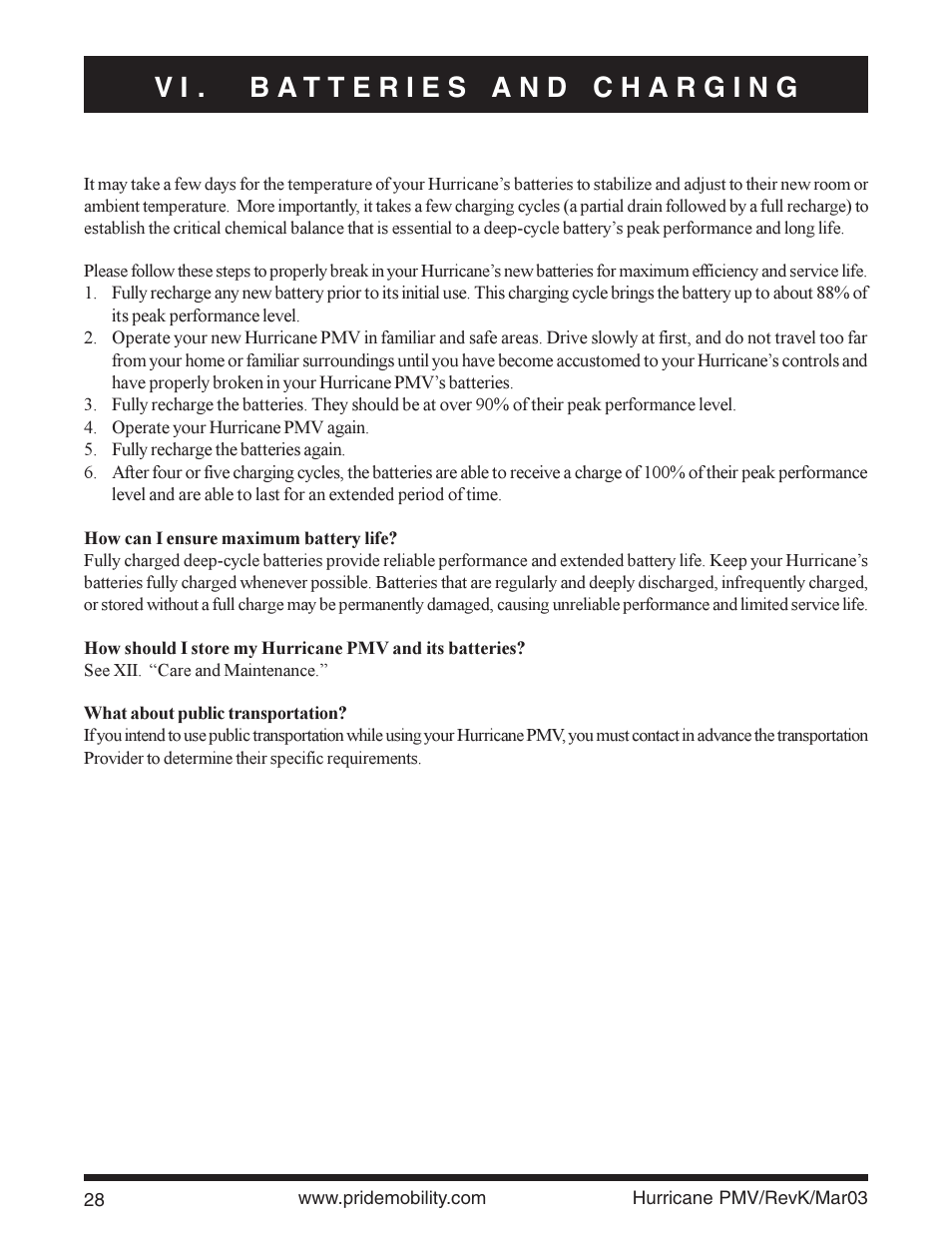 Pride Mobility PMV5000 User Manual | Page 28 / 43