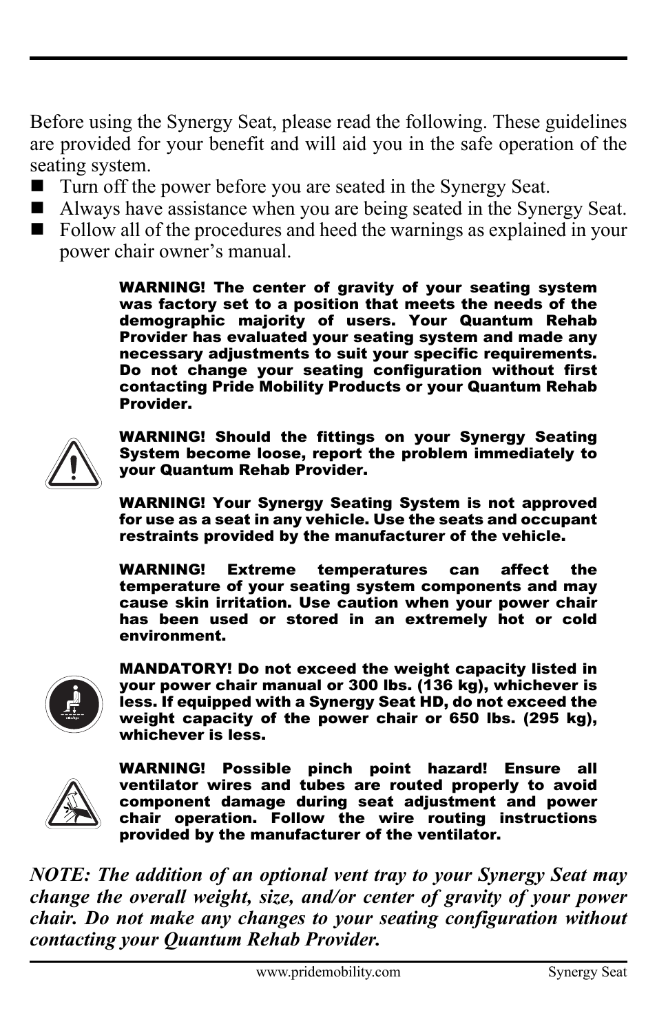 Precautionary guidelines | Pride Mobility ACN# 088 609 661 User Manual | Page 9 / 44