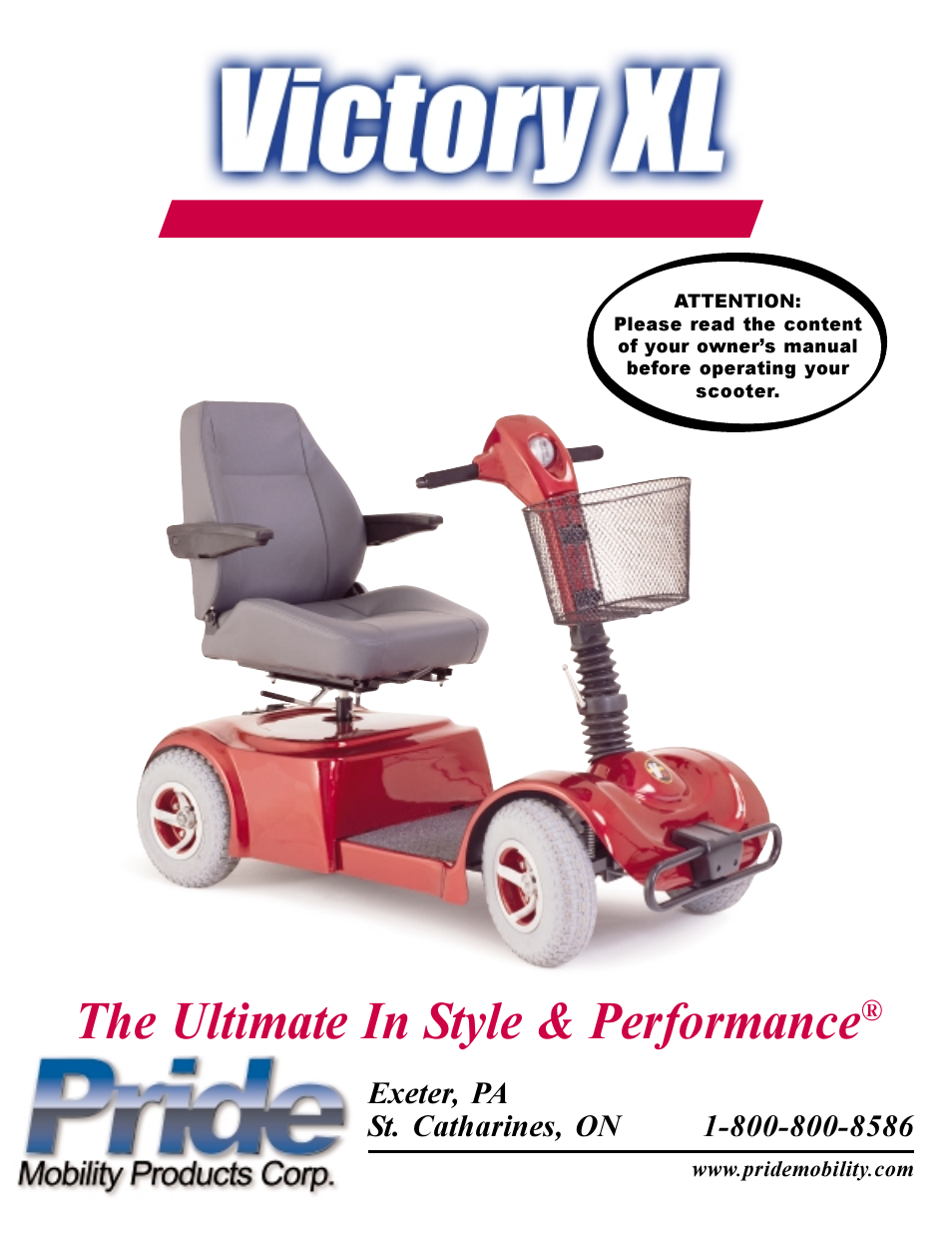 Pride Mobility Victory XL User Manual | 39 pages