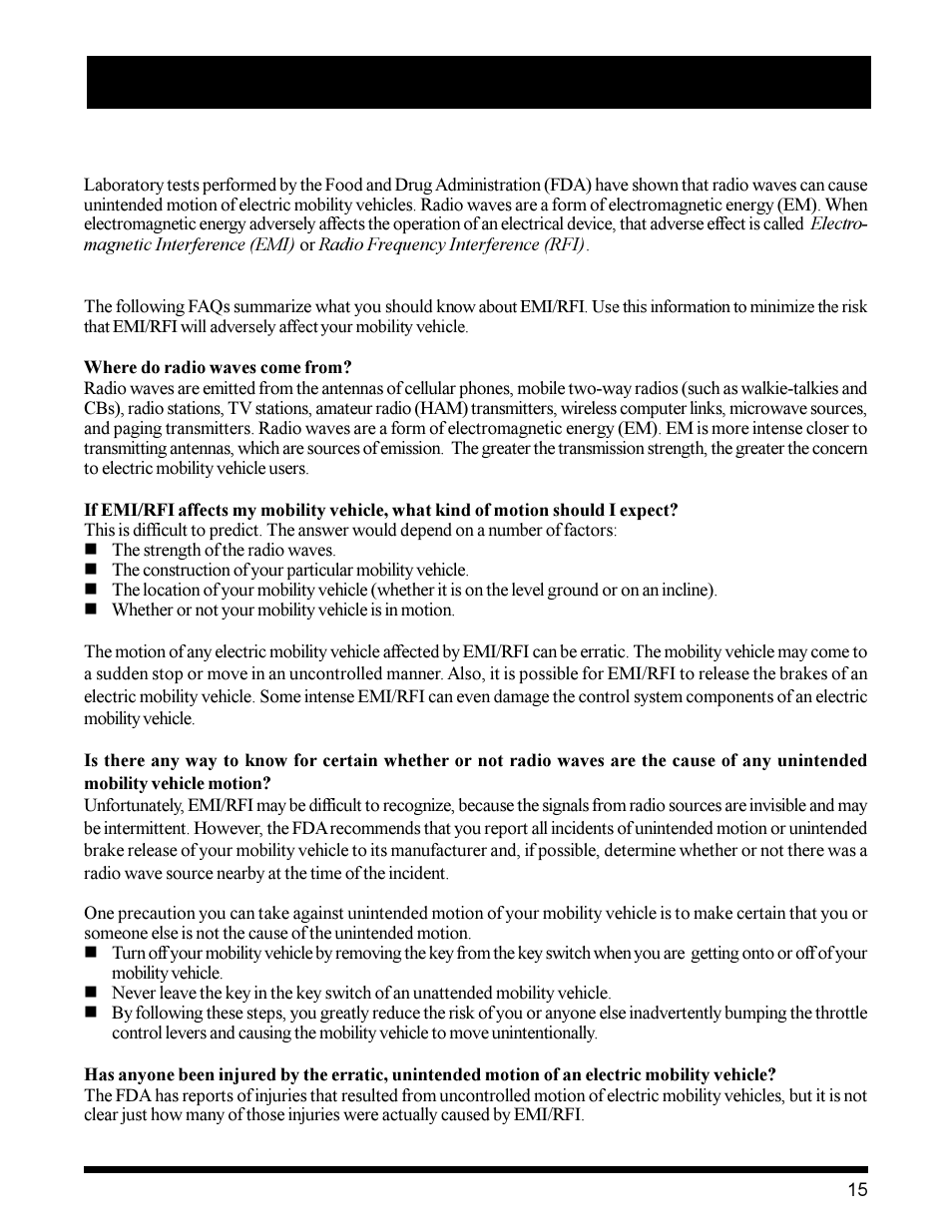 I i i . e m i / r f i | Pride Mobility Victory XL User Manual | Page 15 / 39