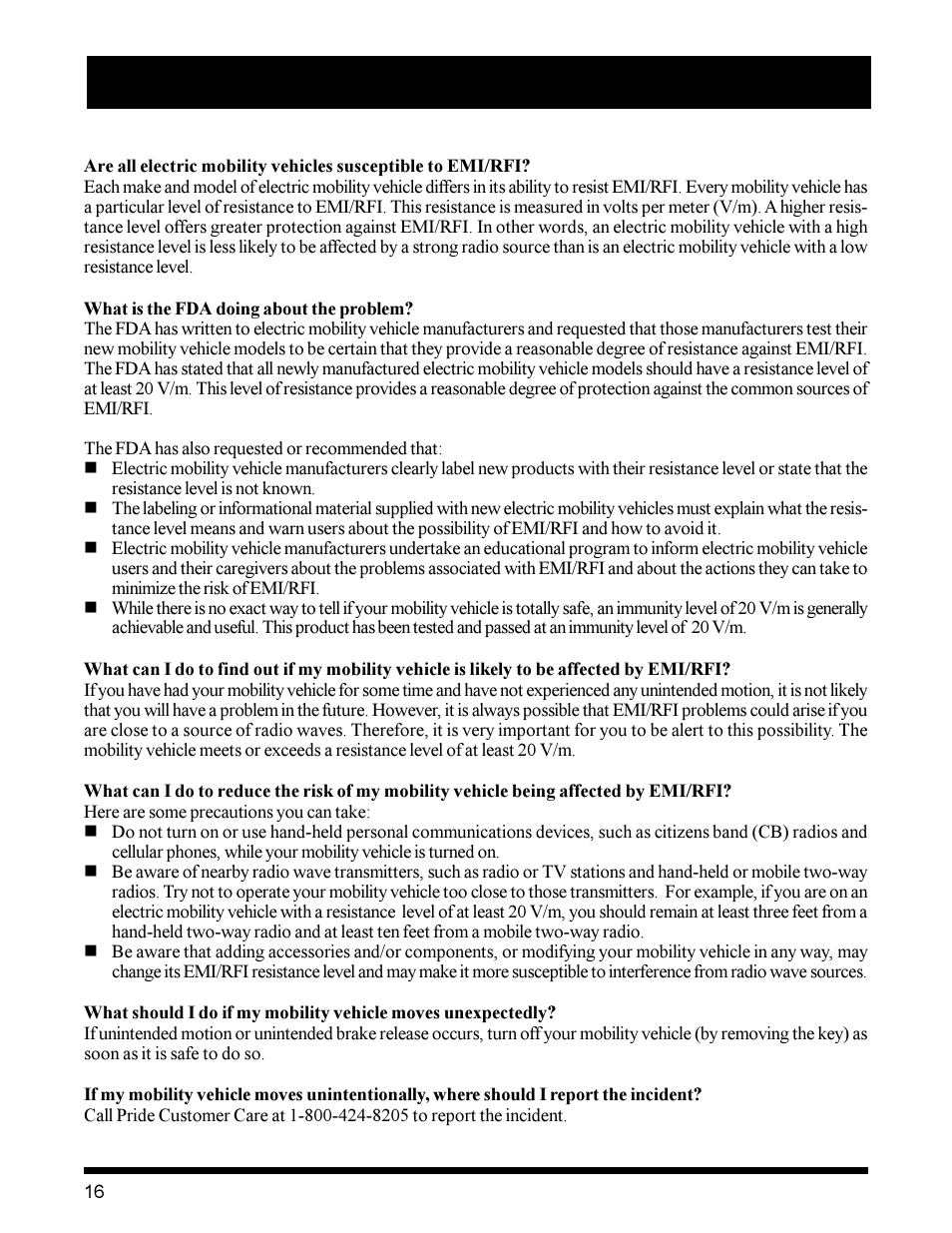 I i i . e m i / r f i | Pride Mobility Victory XL User Manual | Page 16 / 39