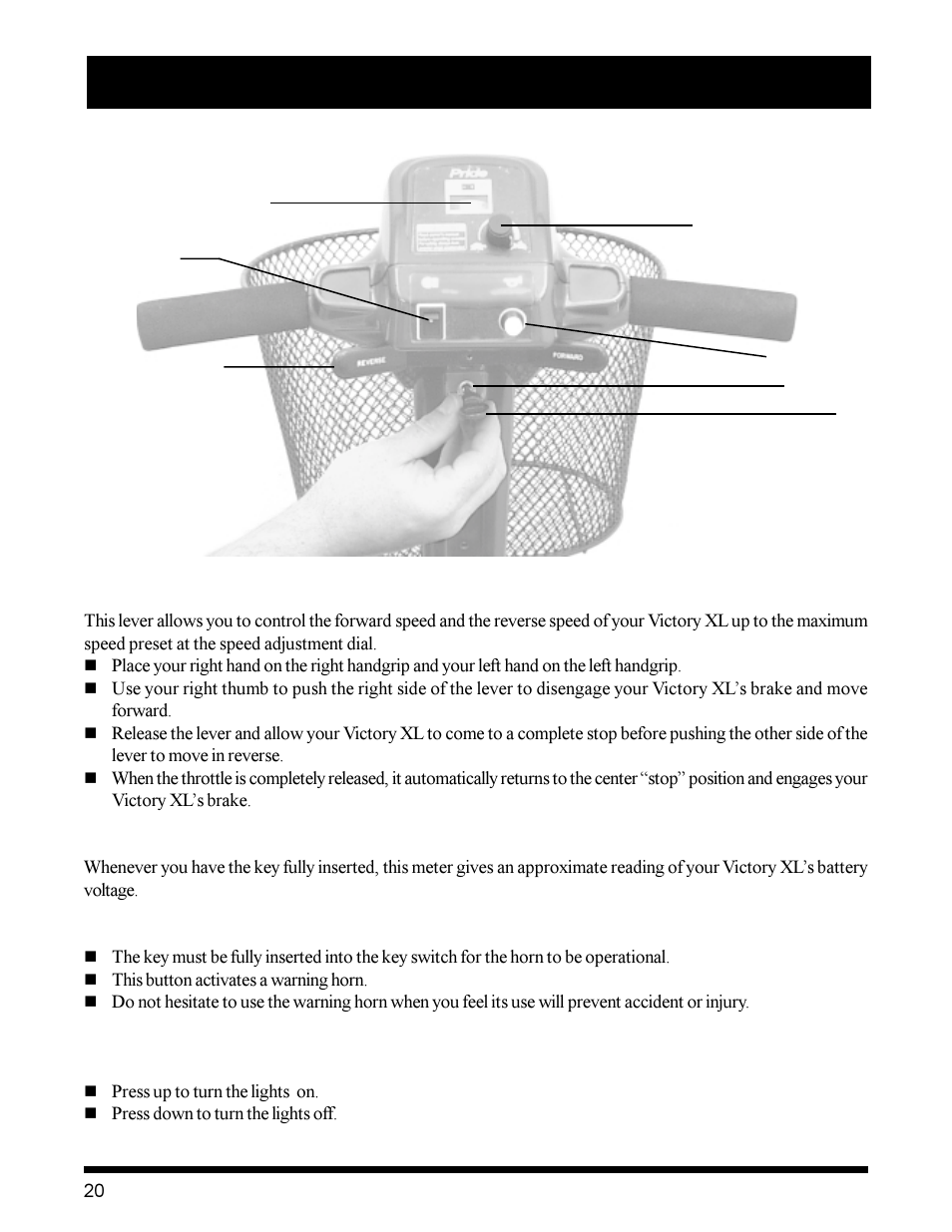 Pride Mobility Victory XL User Manual | Page 20 / 39