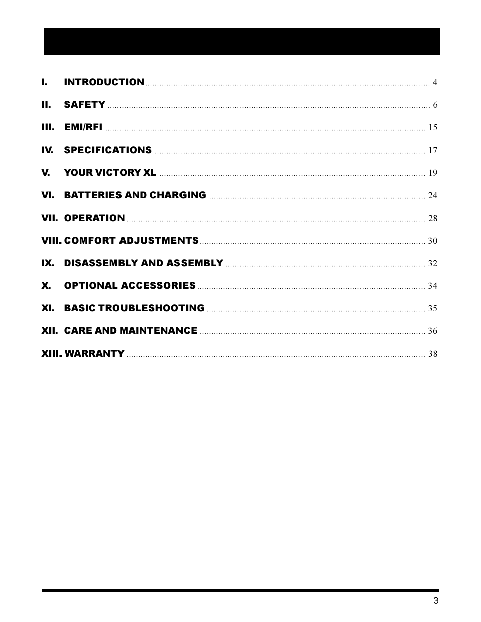 Pride Mobility Victory XL User Manual | Page 3 / 39