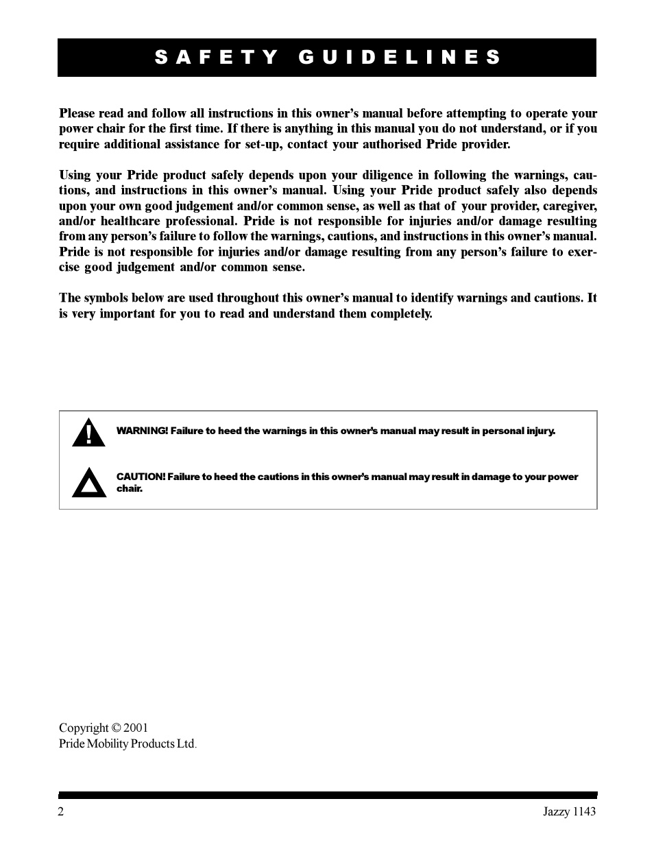 Pride Mobility Jazzy 1143 User Manual | Page 2 / 34