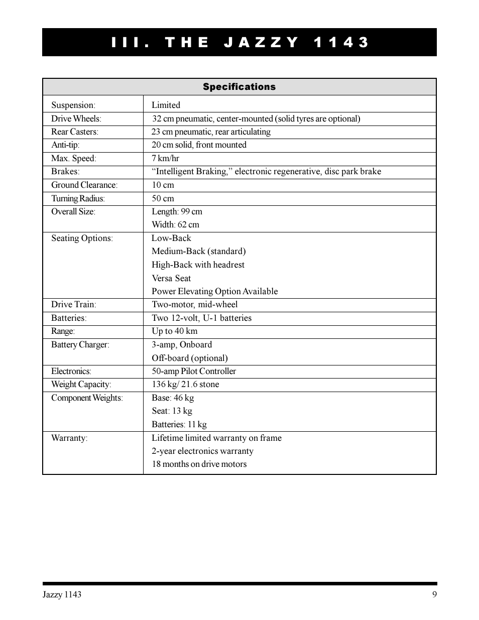 Pride Mobility Jazzy 1143 User Manual | Page 9 / 34