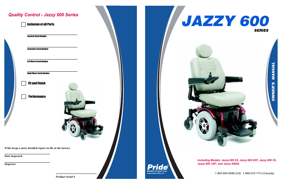 Pride Mobility Jazzy 600 3SP User Manual | 44 pages