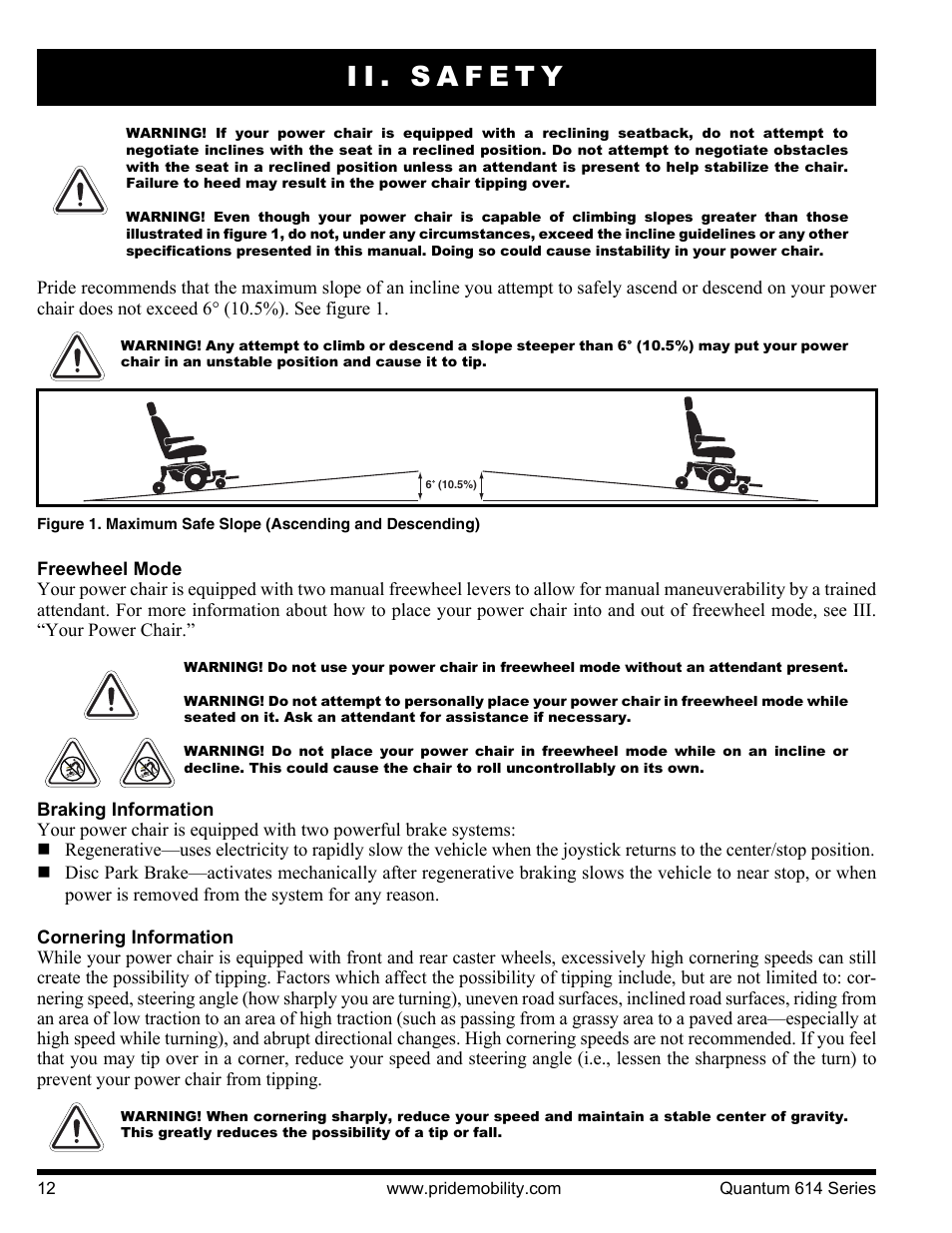 Ii. safety | Pride Mobility Quantum 614 3S User Manual | Page 12 / 44