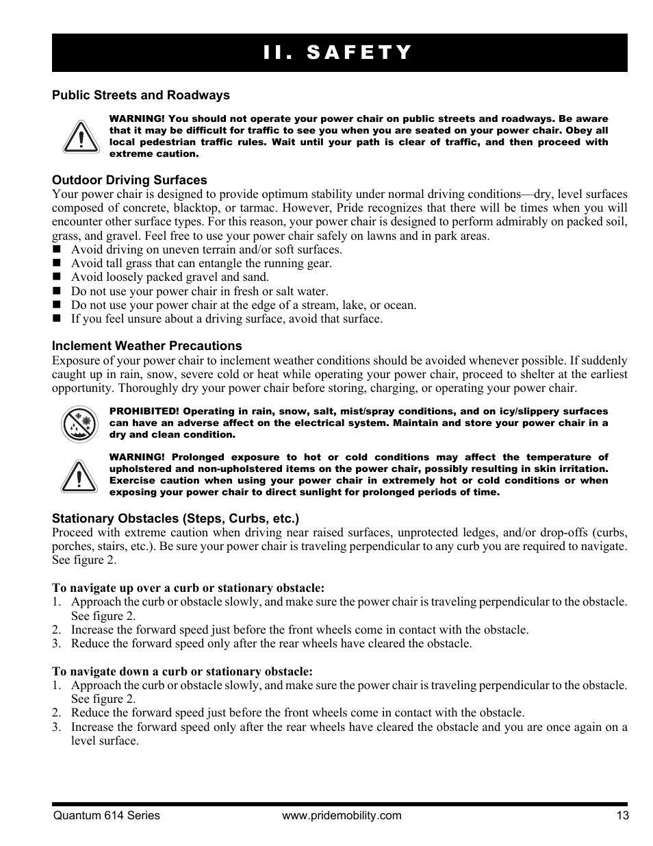 Ii. safety | Pride Mobility Quantum 614 3S User Manual | Page 13 / 44