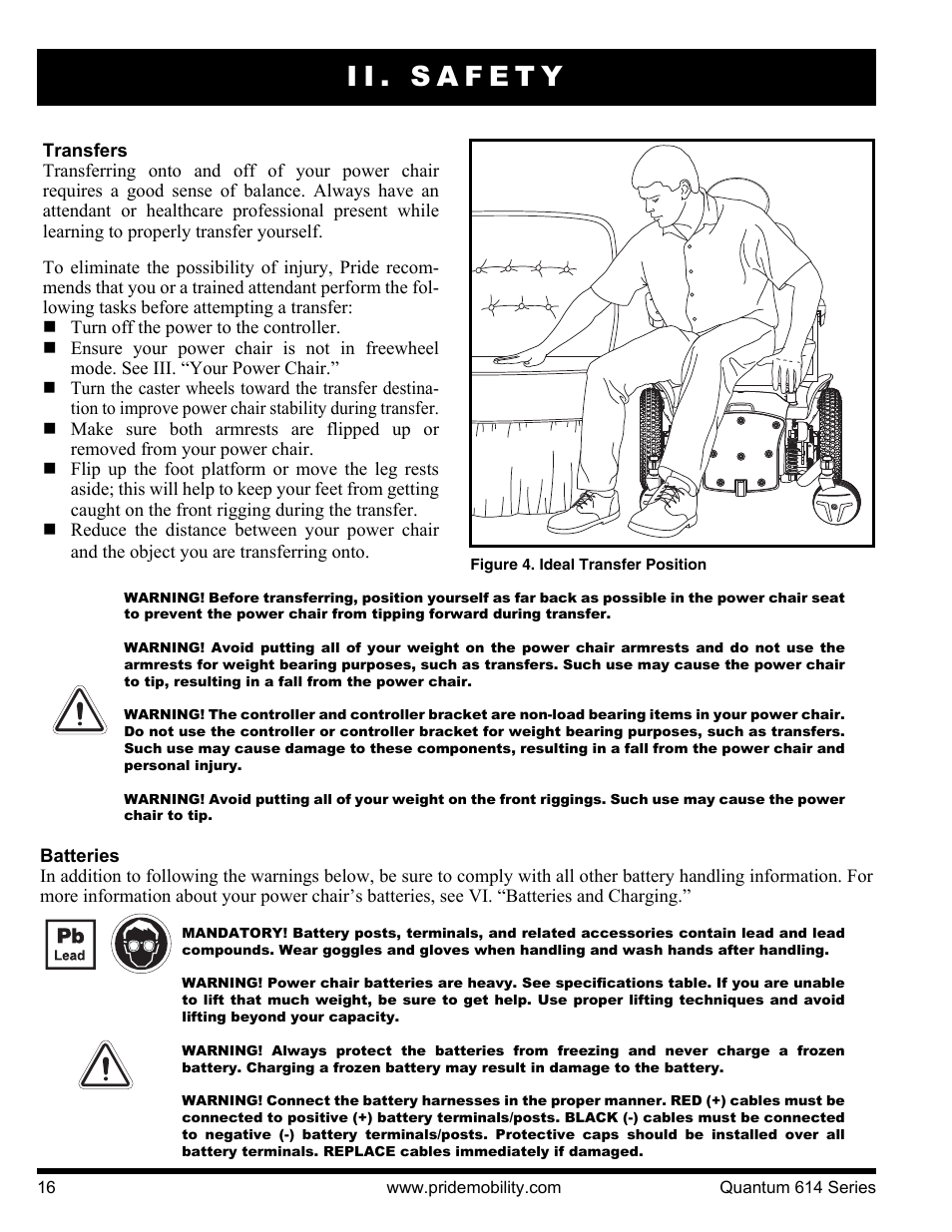 Ii. safety | Pride Mobility Quantum 614 3S User Manual | Page 16 / 44