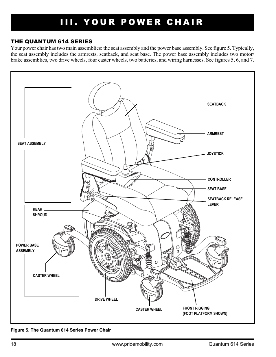 Iii. your power chair | Pride Mobility Quantum 614 3S User Manual | Page 18 / 44