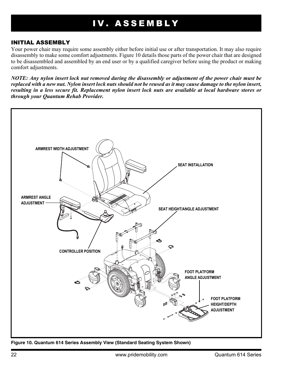 Iv. assembly | Pride Mobility Quantum 614 3S User Manual | Page 22 / 44