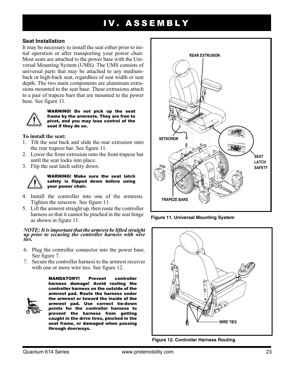 Iv. assembly | Pride Mobility Quantum 614 3S User Manual | Page 23 / 44