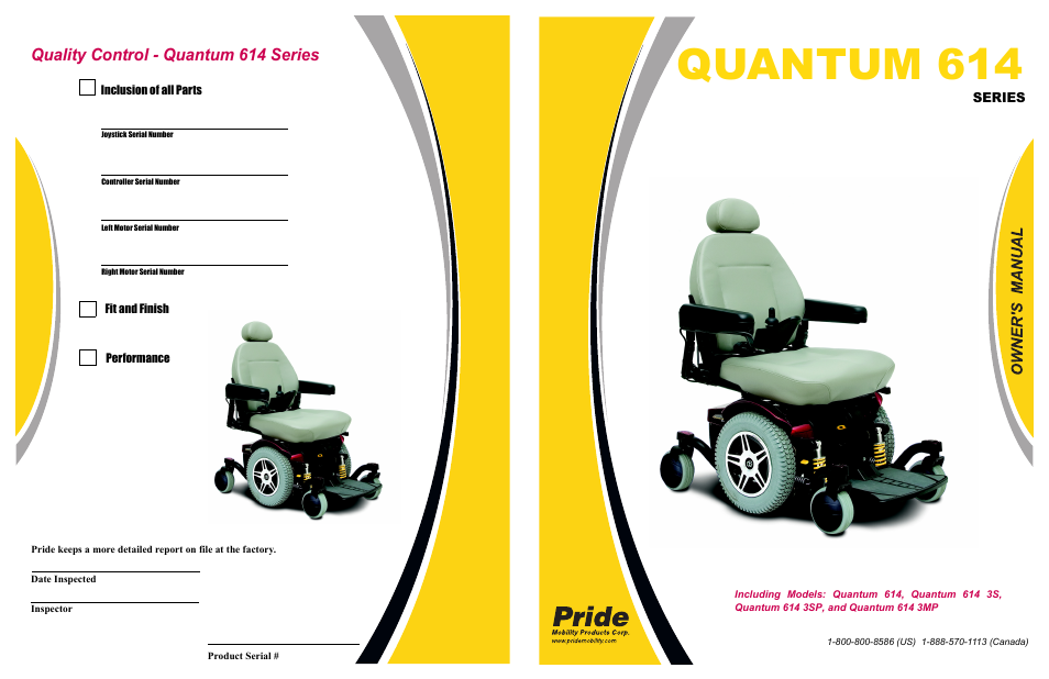 Quantum 614, Quality control - quantum 614 series, Infmanu3735 | Pride Mobility Quantum 614 3S User Manual | Page 44 / 44