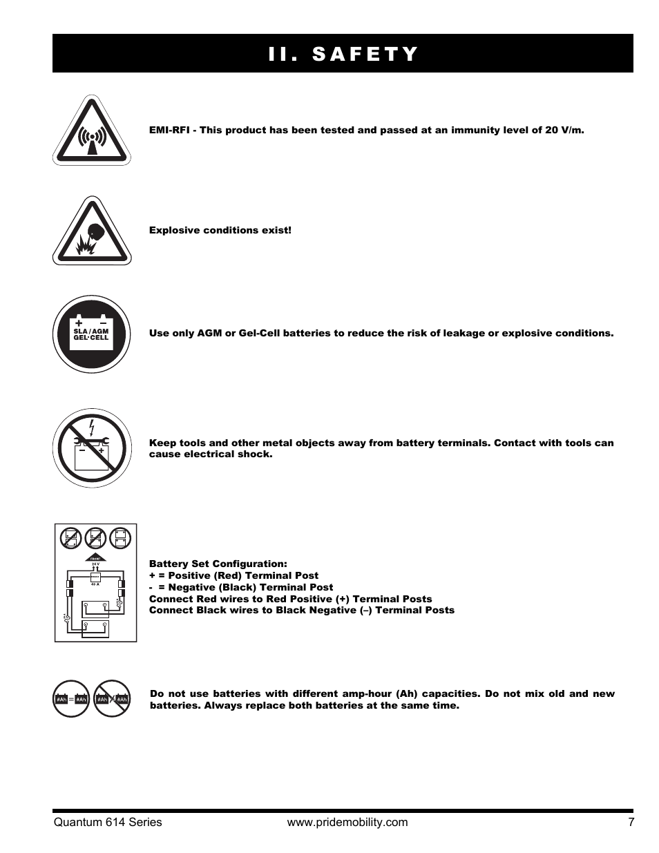 Ii. safety | Pride Mobility Quantum 614 3S User Manual | Page 7 / 44