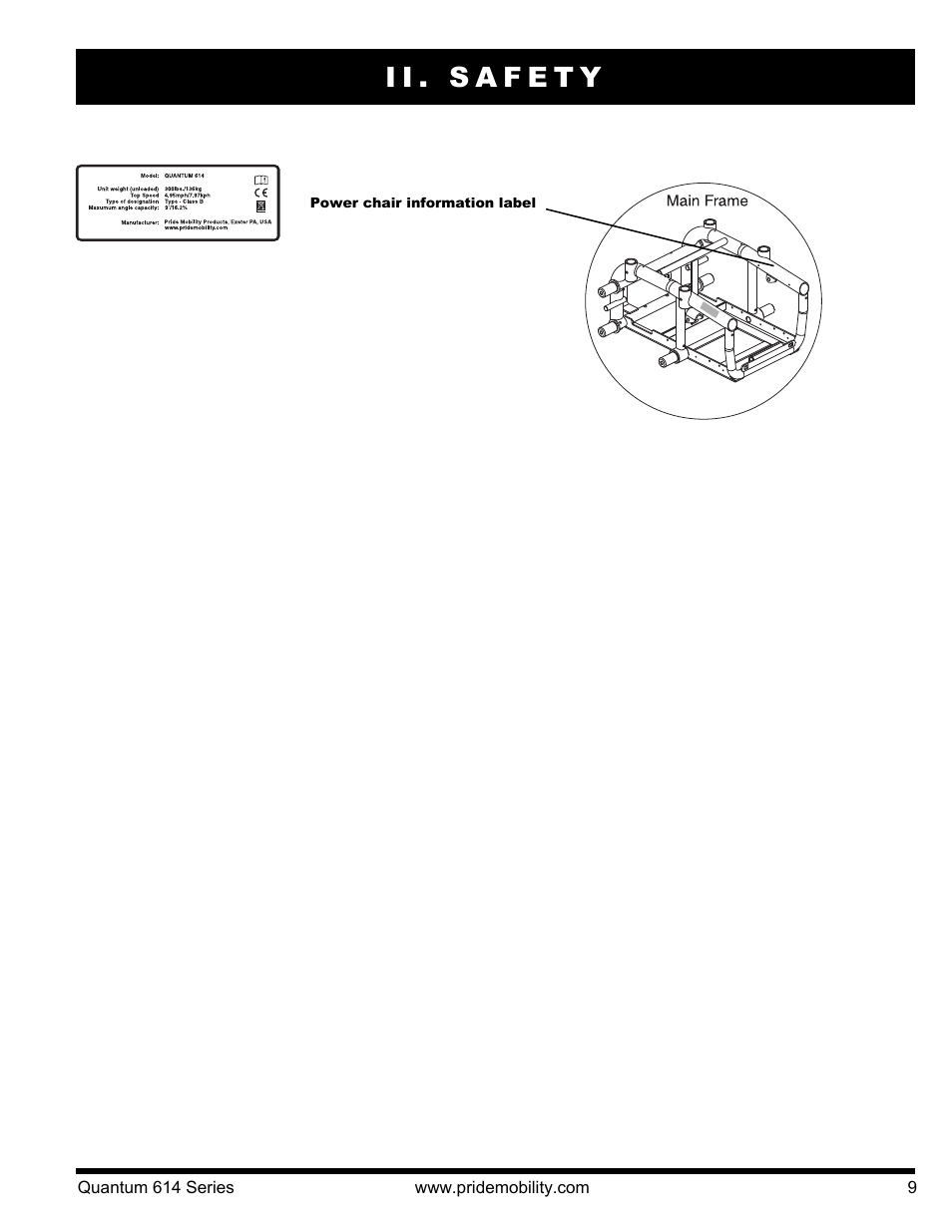 Ii. safety | Pride Mobility Quantum 614 3S User Manual | Page 9 / 44