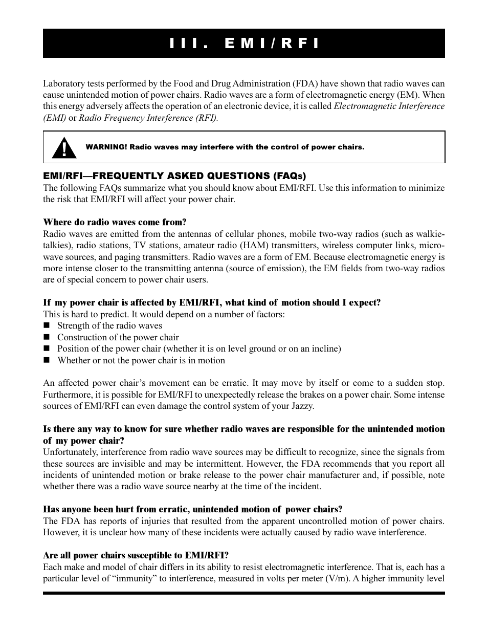 I i i . e m i / r f i | Pride Mobility Jazzy 1105 User Manual | Page 14 / 47