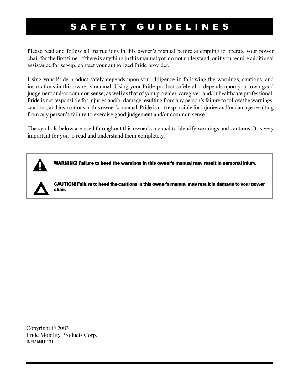 Pride Mobility Jazzy 1105 User Manual | Page 2 / 47