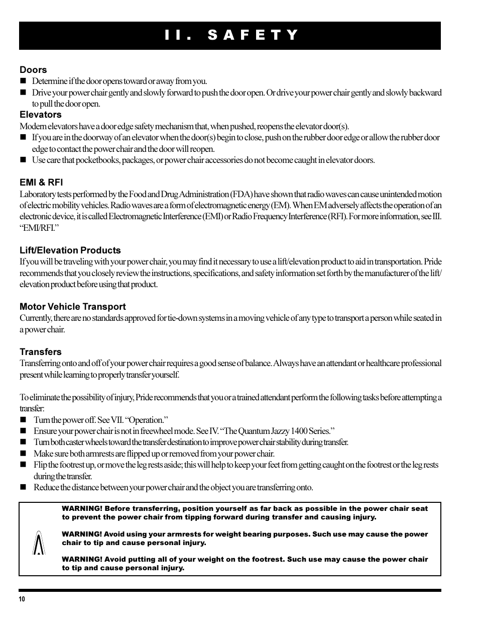 Pride Mobility 1420 User Manual | Page 10 / 47
