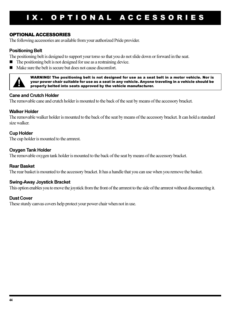 Pride Mobility 1420 User Manual | Page 44 / 47
