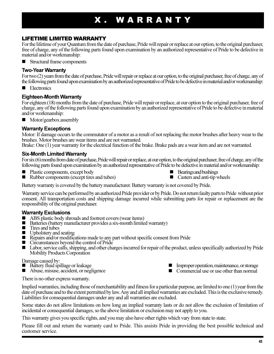 Pride Mobility 1420 User Manual | Page 45 / 47