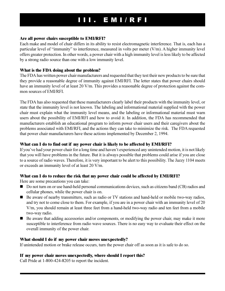 I i i . e m i / r f i | Pride Mobility Jazzy 1104 User Manual | Page 15 / 43