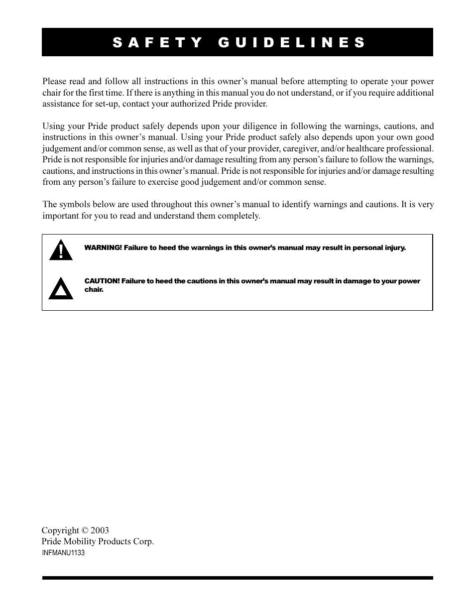 Pride Mobility Jazzy 1104 User Manual | Page 2 / 43