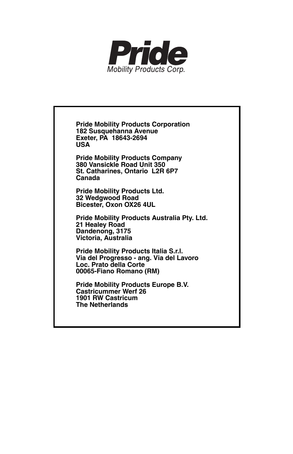 Infmanu3355 | Pride Mobility GC Controller INFMANU3355 User Manual | Page 20 / 20